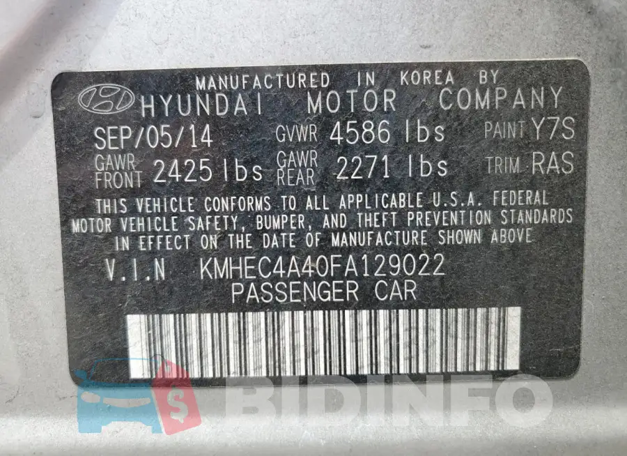 KMHEC4A40FA129022 Photo# 13
