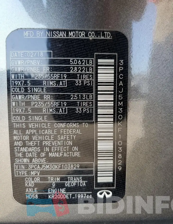 3PCAJ5M30KF103829 Photo# 12