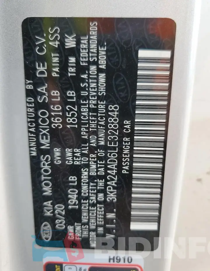 3KPA24AD6LE328848 Photo# 12