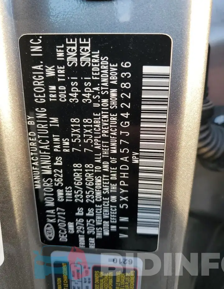 5XYPHDA57JG422836 Photo# 13
