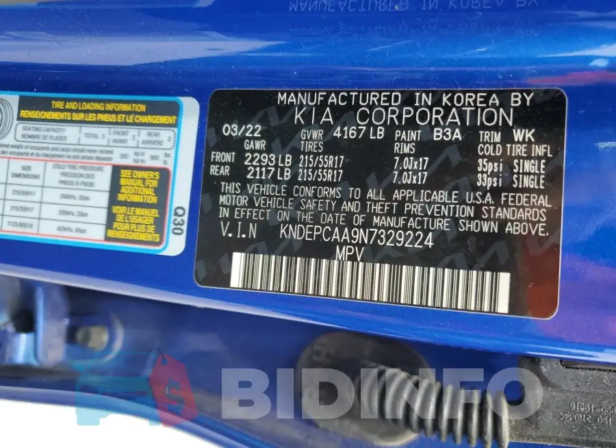 KNDEPCAA9N7329224 Photo# 13