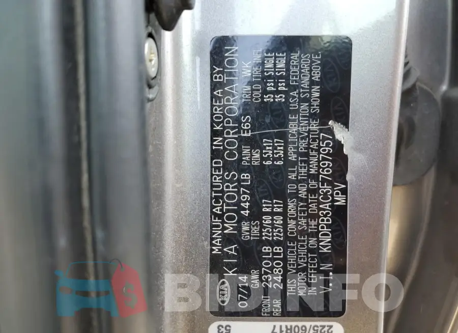 KNDPB3AC3F7697957 Photo# 13