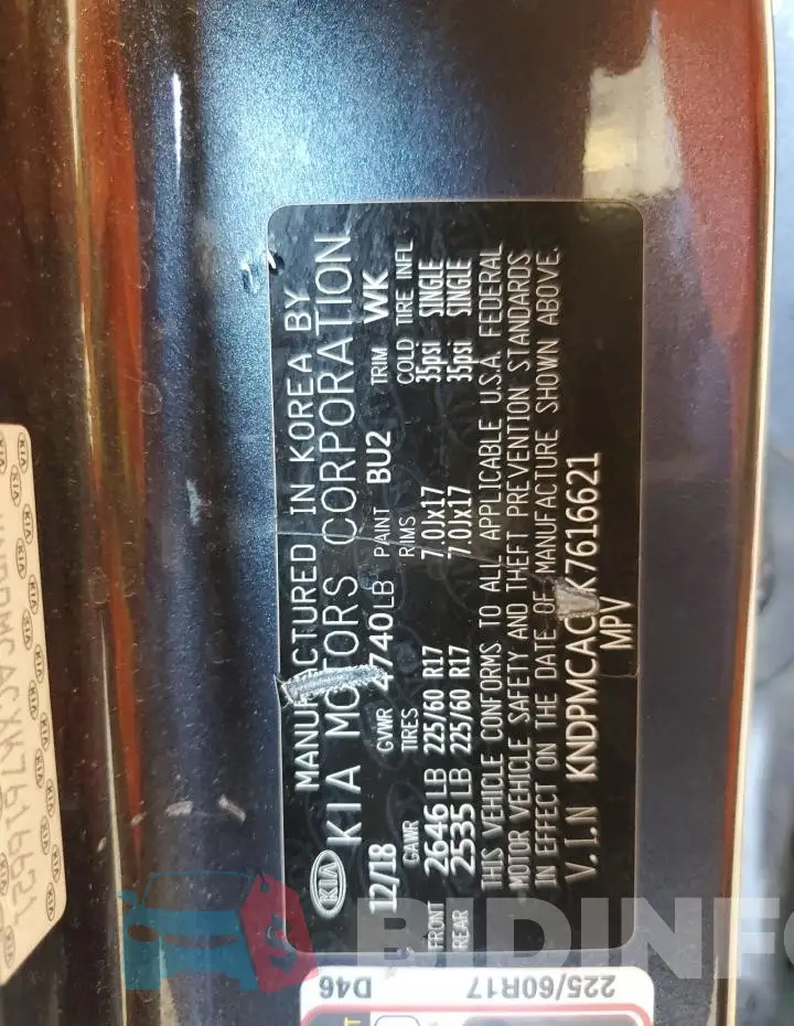 KNDPMCACXK7616621 Photo# 13
