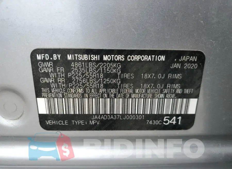 JA4AD3A37LJ000301 Photo# 12