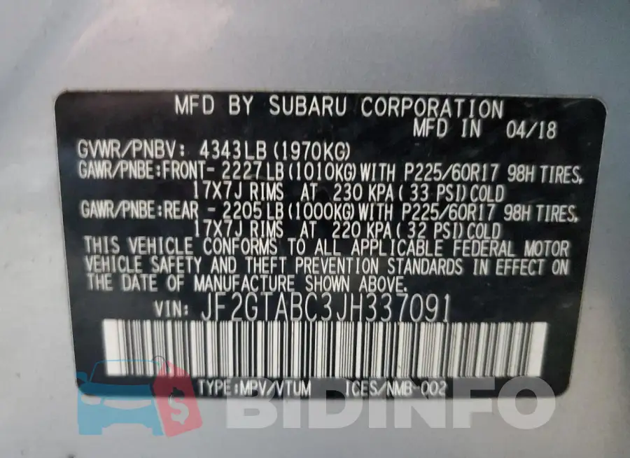 JF2GTABC3JH337091 Photo# 13