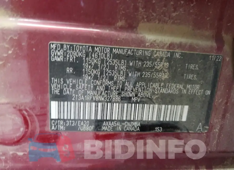 2T3A1RFV8NW327886 Photo# 14
