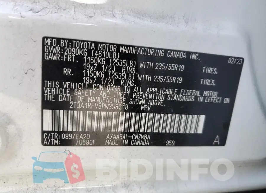 2T3A1RFV8PW358218 Photo# 13