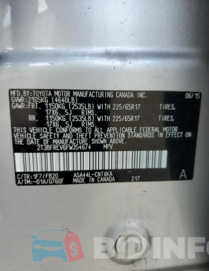 2T3BFREV6FW354674 Photo# 14