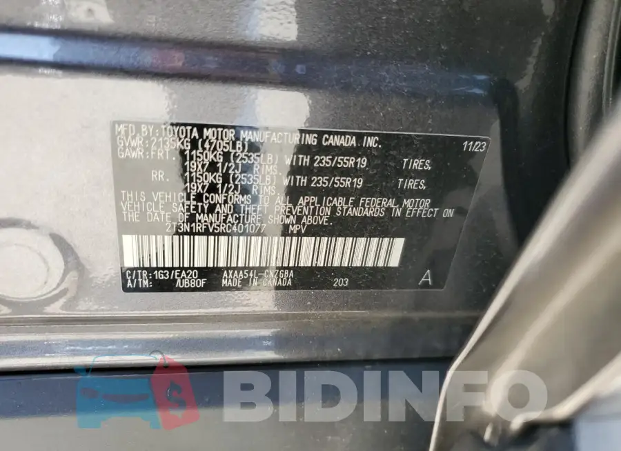 2T3N1RFV5RC401077 Photo# 14