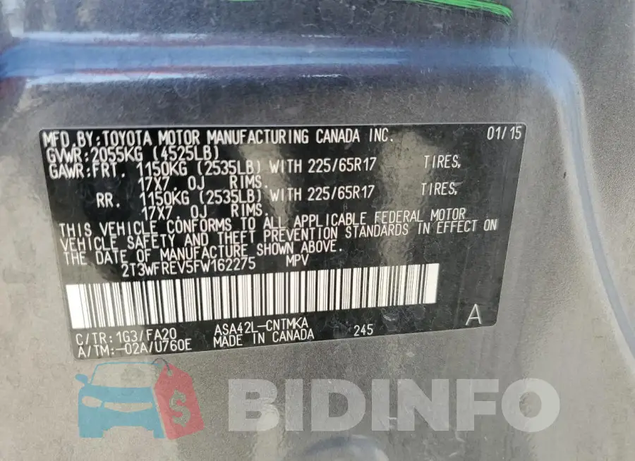 2T3WFREV5FW162275 Photo# 14