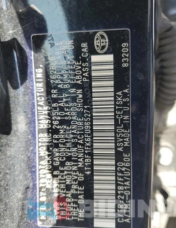4T1BF1FK6FU965271 Photo# 12