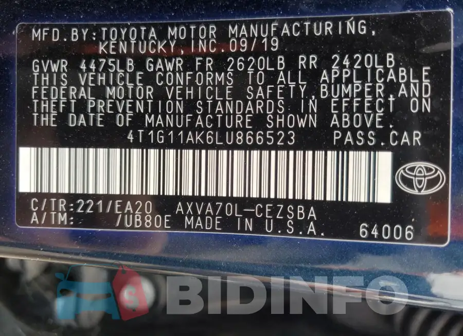 4T1G11AK6LU866523 Photo# 12