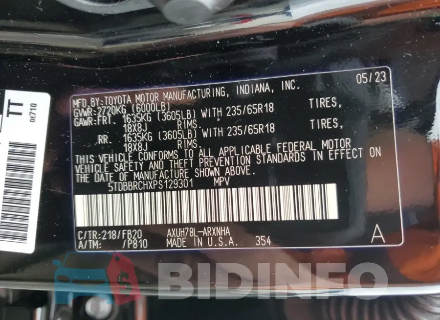5TDBBRCHXPS129301 Photo# 14