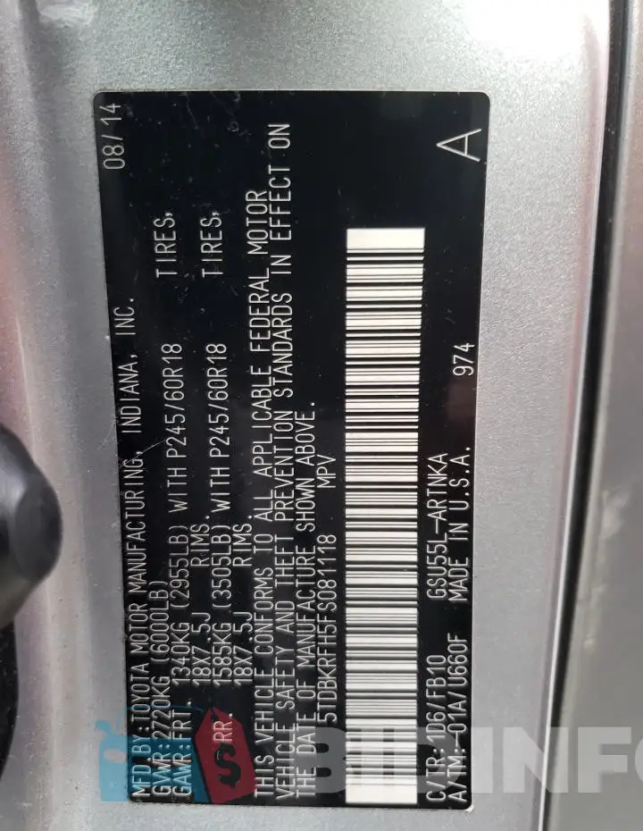 5TDBKRFH5FS081118 Photo# 13