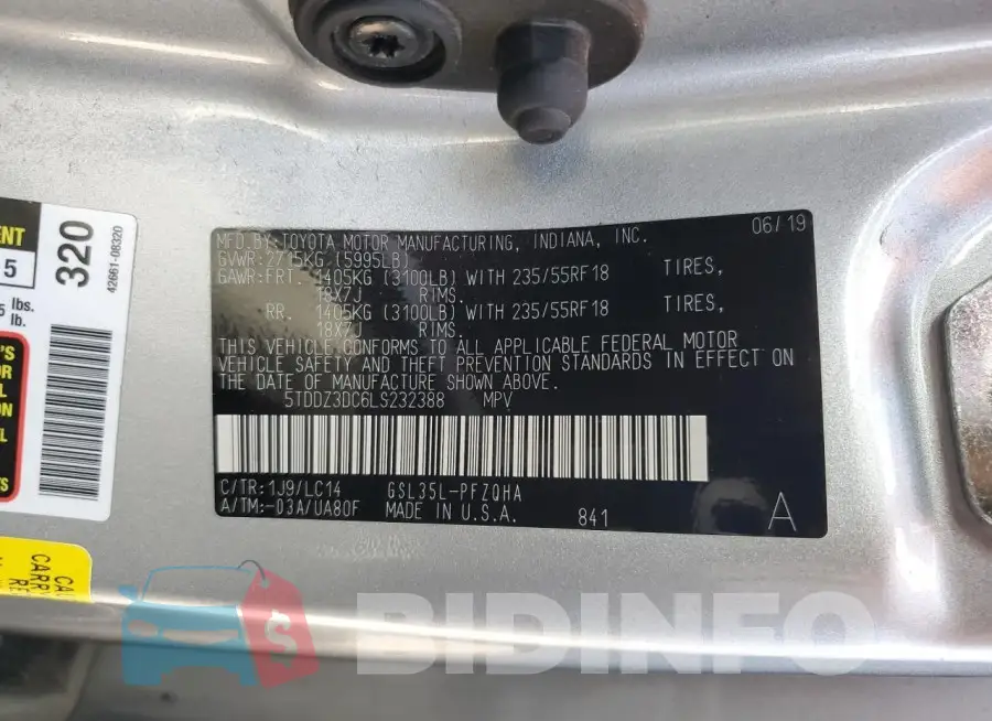 5TDDZ3DC6LS232388 Photo# 13