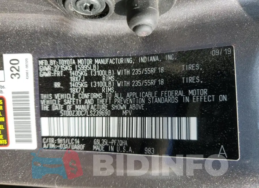 5TDDZ3DC7LS239690 Photo# 13