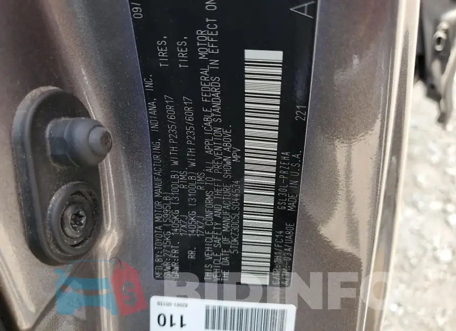 5TDKZ3DC5LS044534 Photo# 12