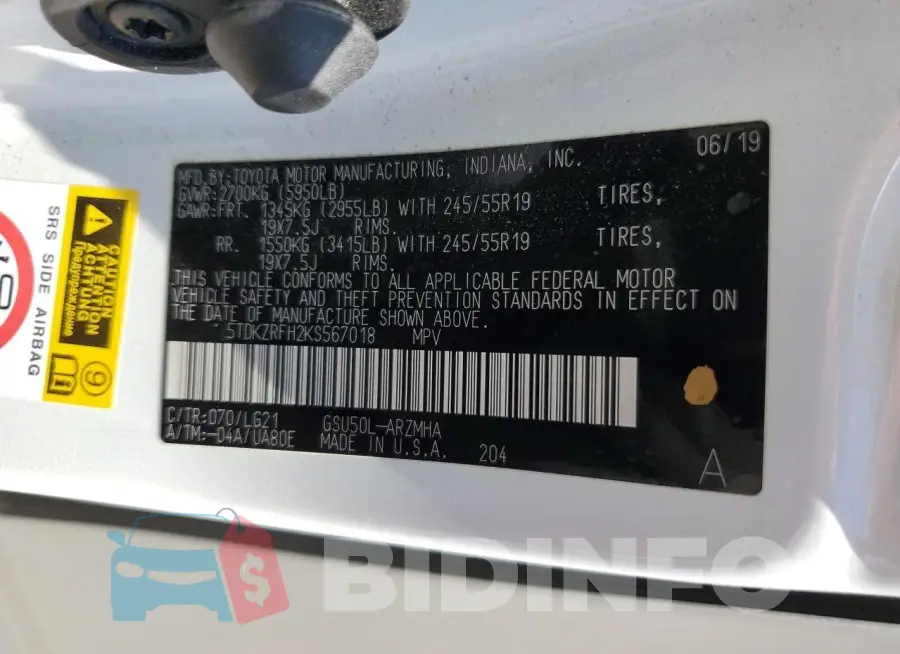 5TDKZRFH2KS567018 Photo# 13
