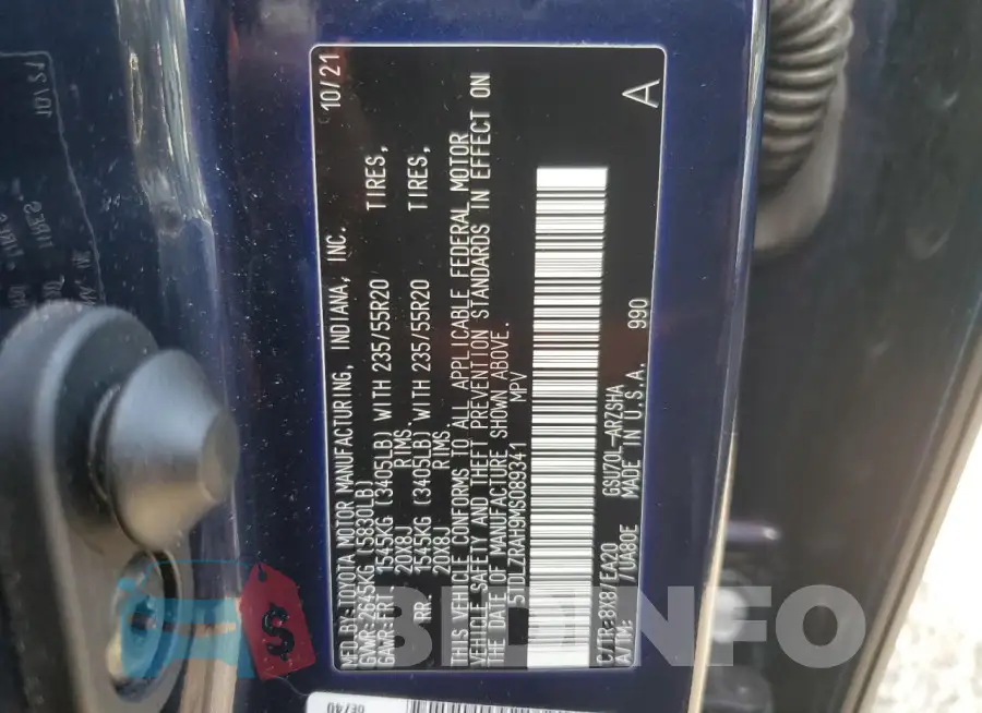 5TDLZRAH9MS089341 Photo# 13