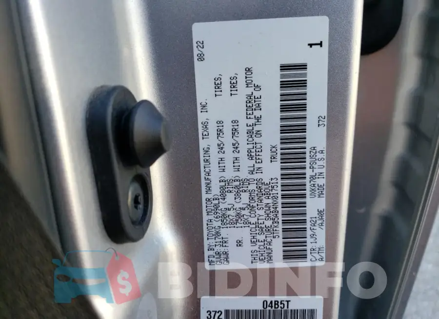5TFKB5AB4NX017513 Photo# 12