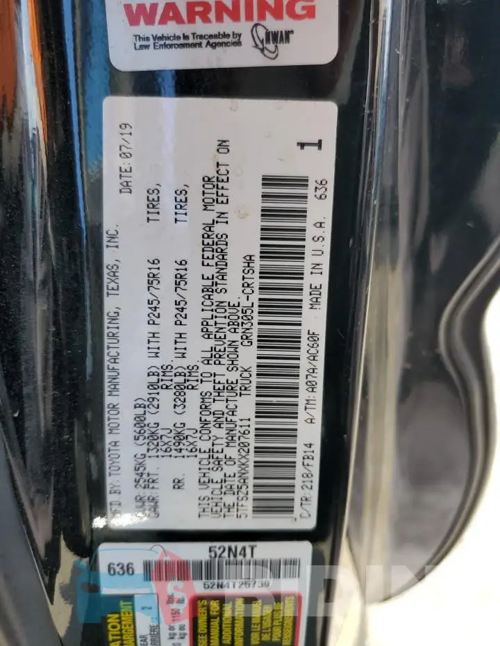 5TFSZ5ANXKX207611 Photo# 12