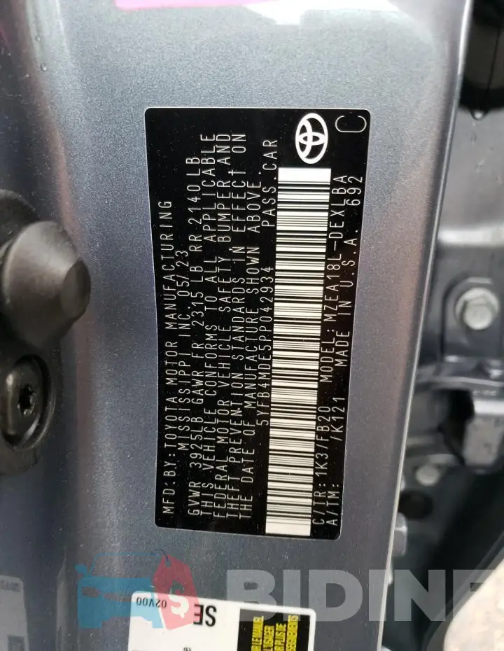 5YFB4MDE5PP042934 Photo# 12
