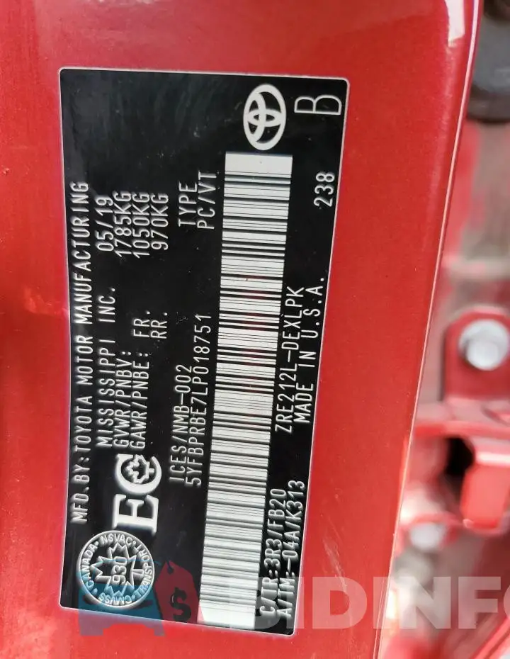 5YFBPRBE7LP018751 Photo# 13