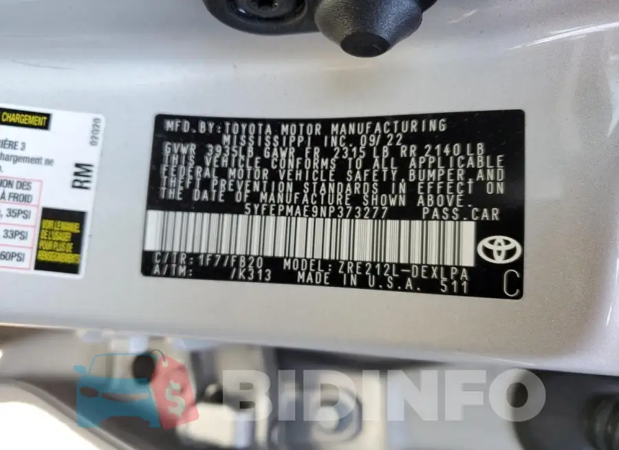 5YFEPMAE9NP373277 Photo# 12