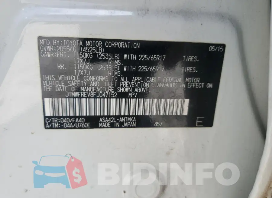 JTMWFREV8FJ047152 Photo# 13