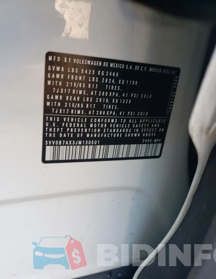 3VV0B7AX3JM130501 Photo# 12