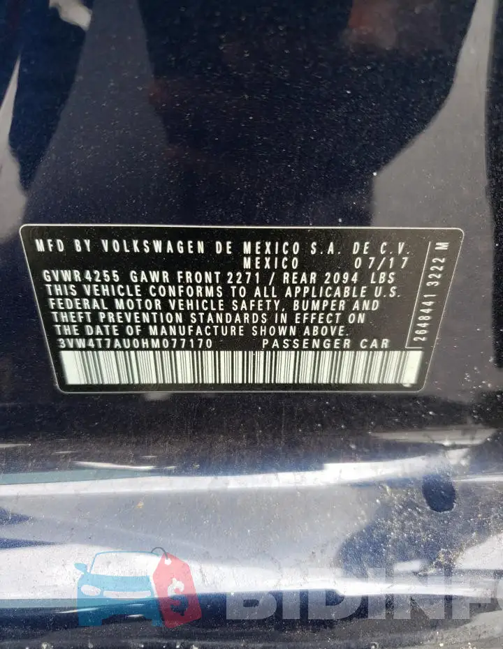3VW4T7AU0HM077170 Photo# 12