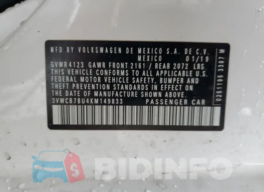 3VWCB7BU4KM149833 Photo# 12