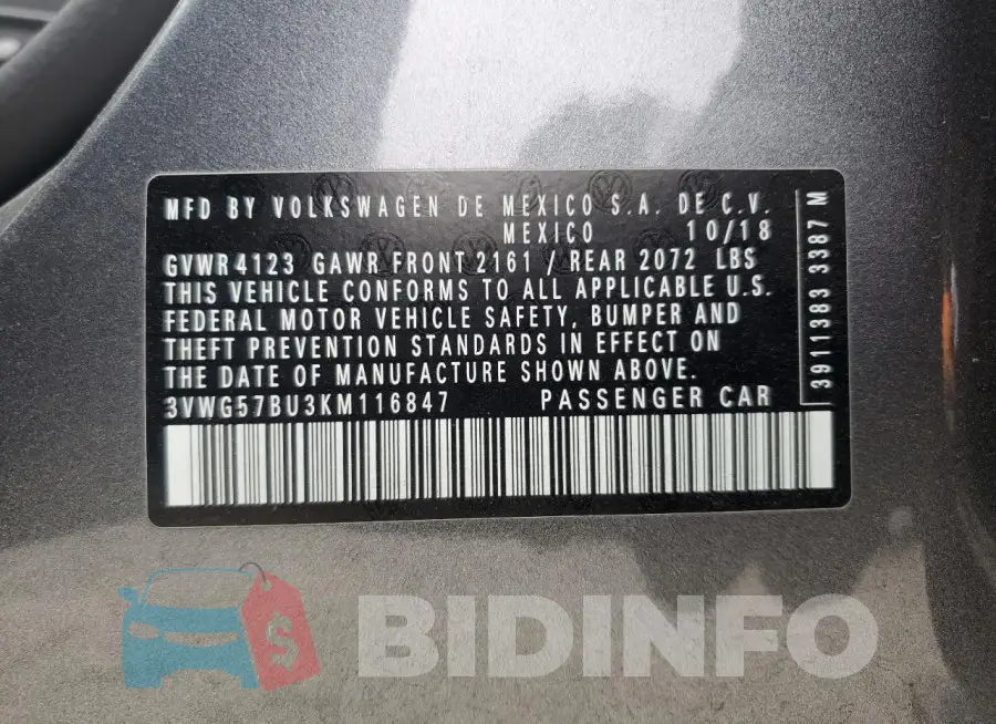 3VWG57BU3KM116847 Photo# 12