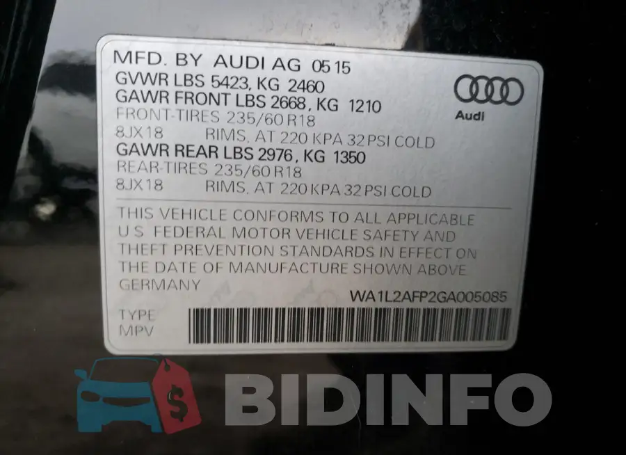 WA1L2AFP2GA005085 Photo# 14