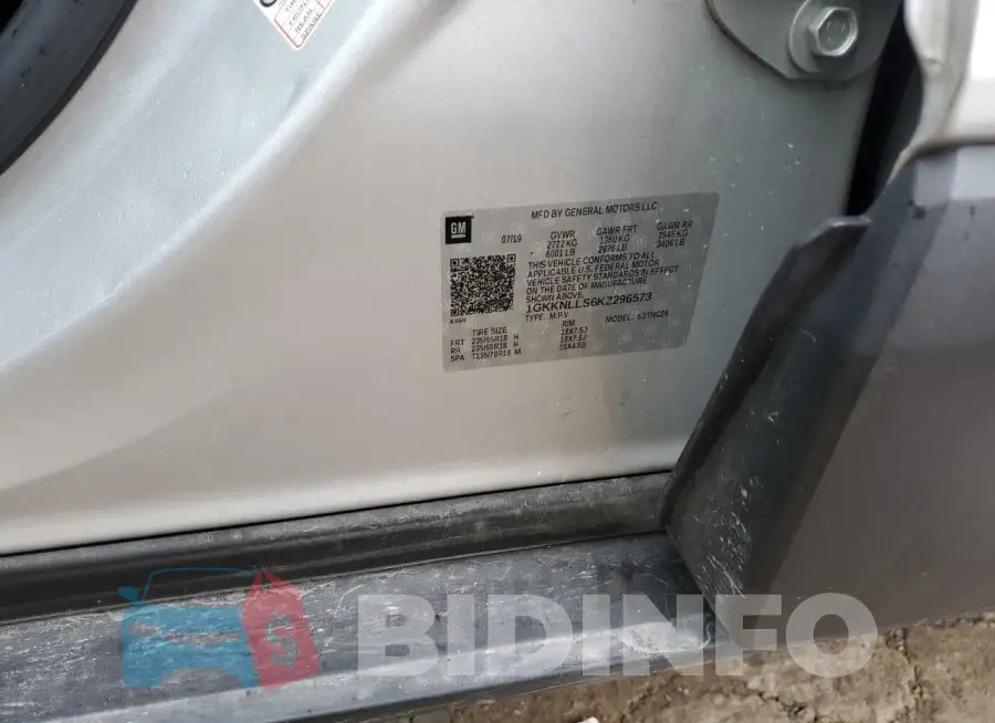 1GKKNLLS6KZ296573 Photo# 13