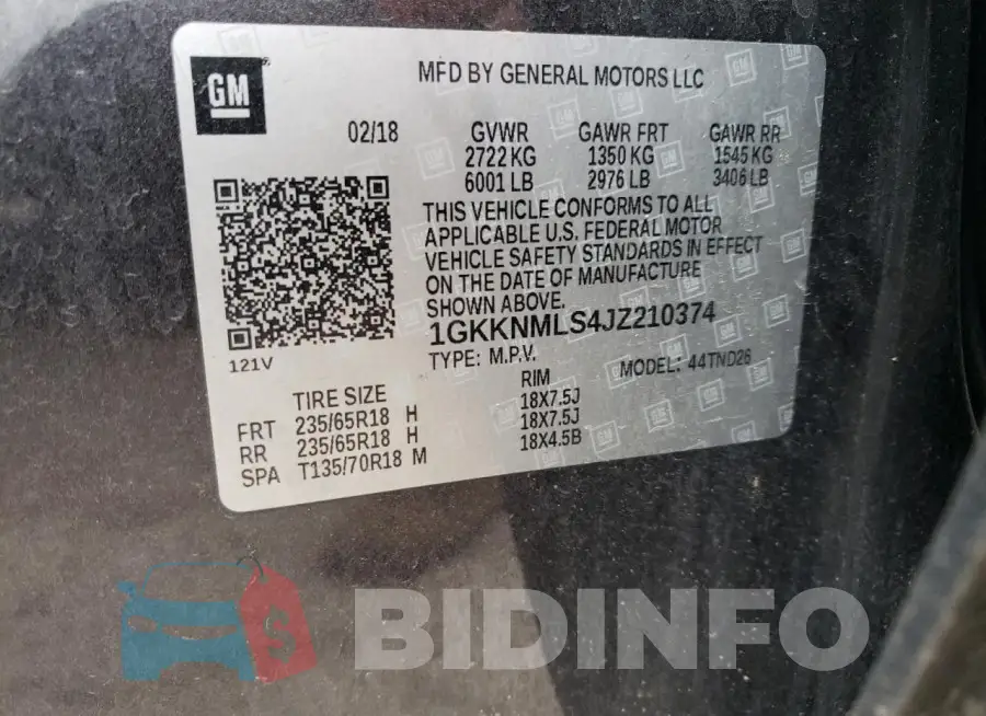 1GKKNMLS4JZ210374 Photo# 14