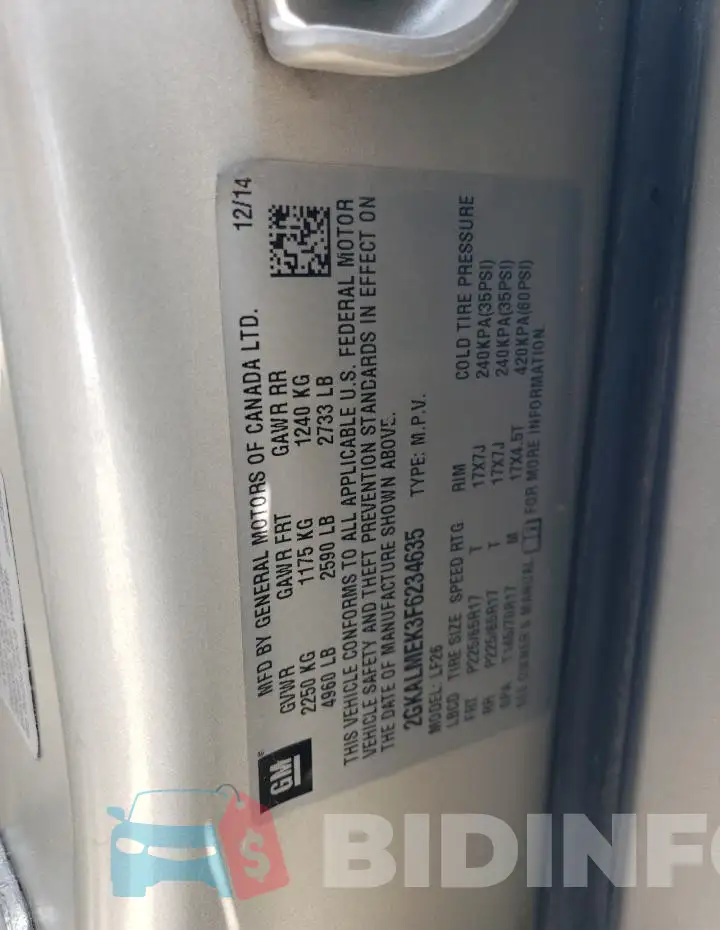 2GKALMEK3F6234635 Photo# 13