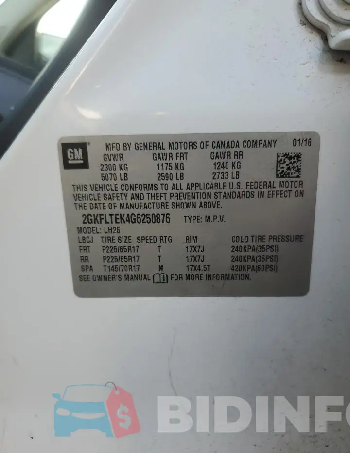 2GKFLTEK4G6250876 Photo# 13
