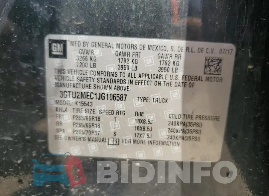 3GTU2MEC1JG106587 Photo# 12