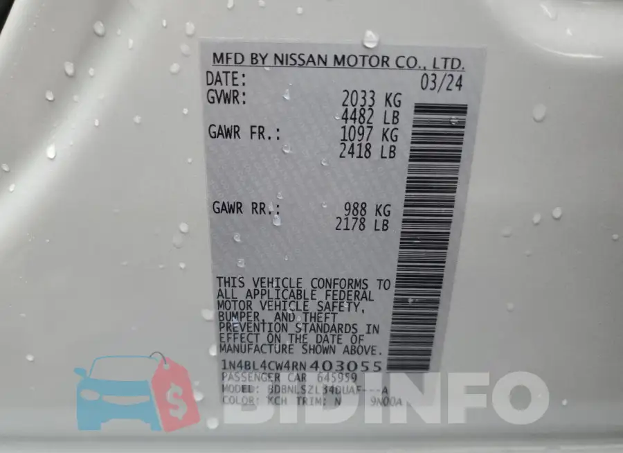 1N4BL4CW4RN403055 Photo# 12