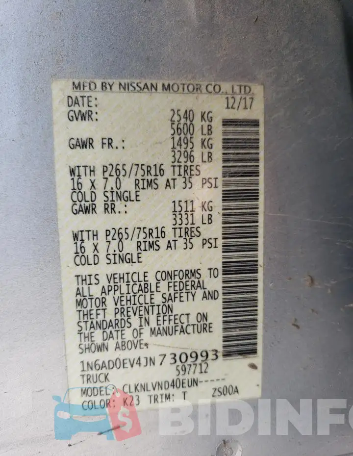 1N6AD0EV4JN730993 Photo# 13