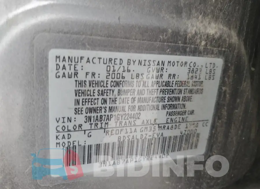 3N1AB7AP1GY224402 Photo# 12
