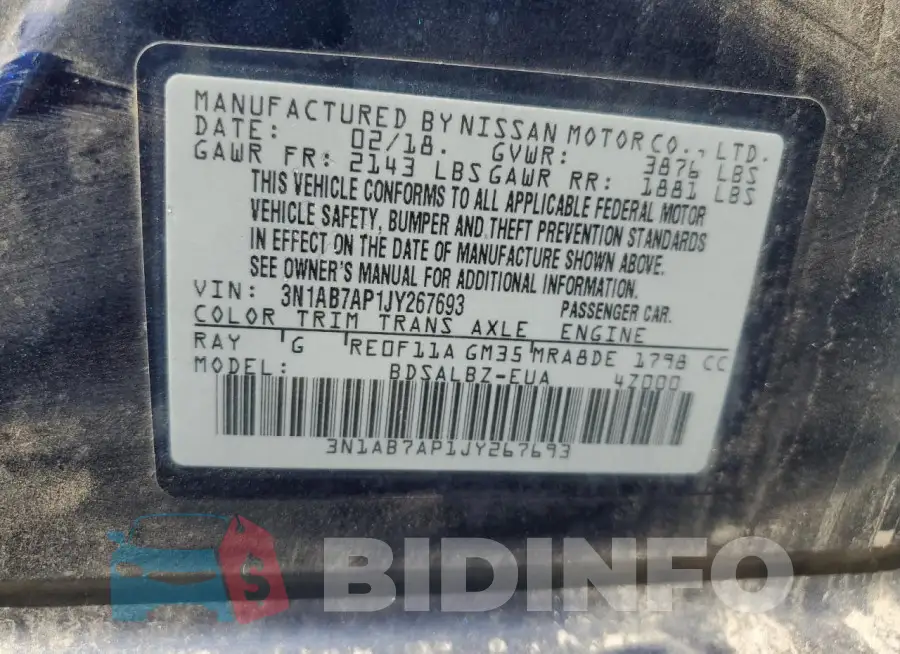 3N1AB7AP1JY267693 Photo# 12