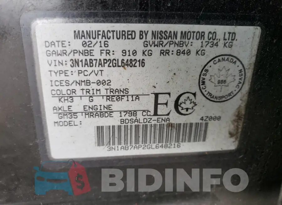 3N1AB7AP2GL648216 Photo# 12