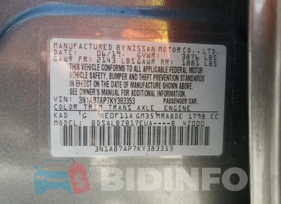 3N1AB7AP7KY383353 Photo# 12