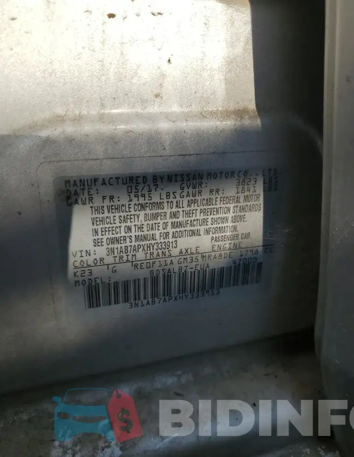 3N1AB7APXHY333913 Photo# 12
