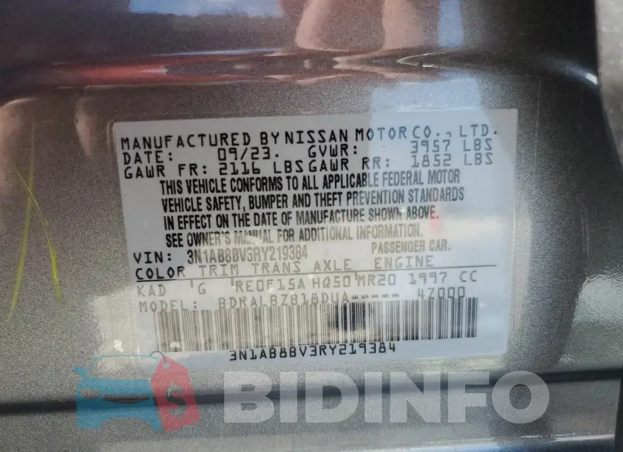 3N1AB8BV3RY219384 Photo# 13