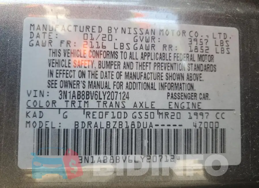 3N1AB8BV6LY207124 Photo# 12