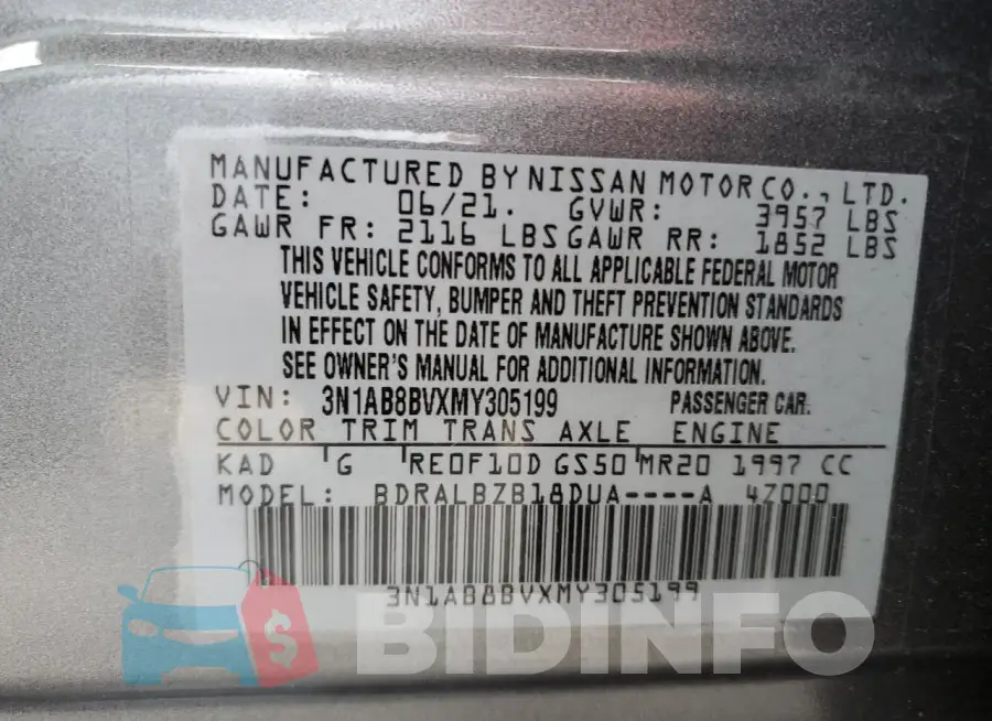 3N1AB8BVXMY305199 Photo# 12
