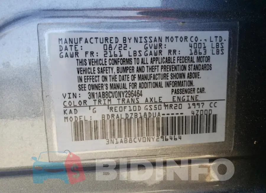 3N1AB8CV0NY296464 Photo# 12